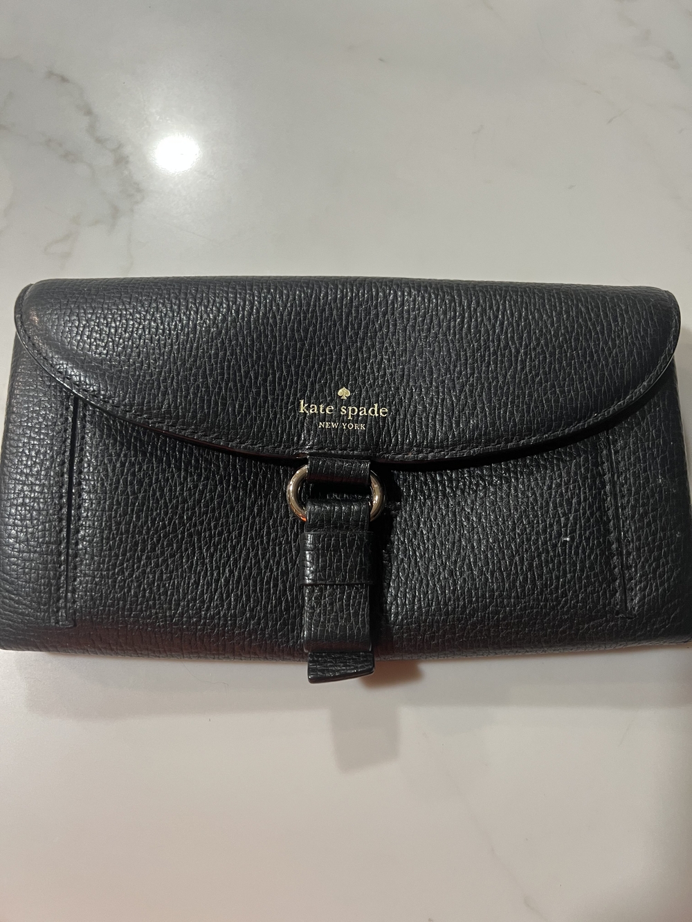kate spade New York Black Pebbled Leather Clutch